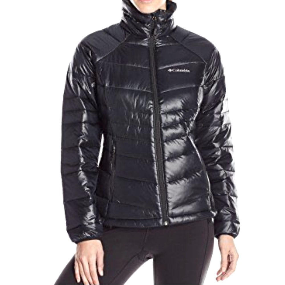 Columbia -women’s black 650TD Puffer jacket full zip quilted coat high collar XL